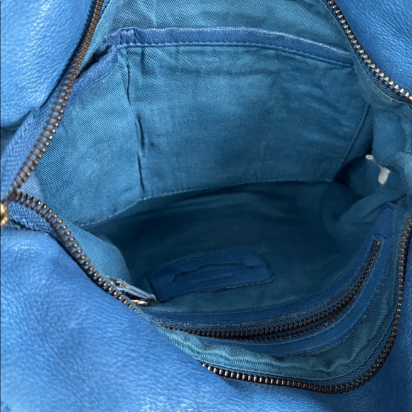 Anthropologie Lucky Penny Blue Leather Faded Crossbody Boho Bag - Picture 8 of 9